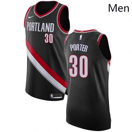 Mens Nike Portland Trail Blazers 30 Terry Porter Authentic Black Road NBA Jersey Icon Edition
